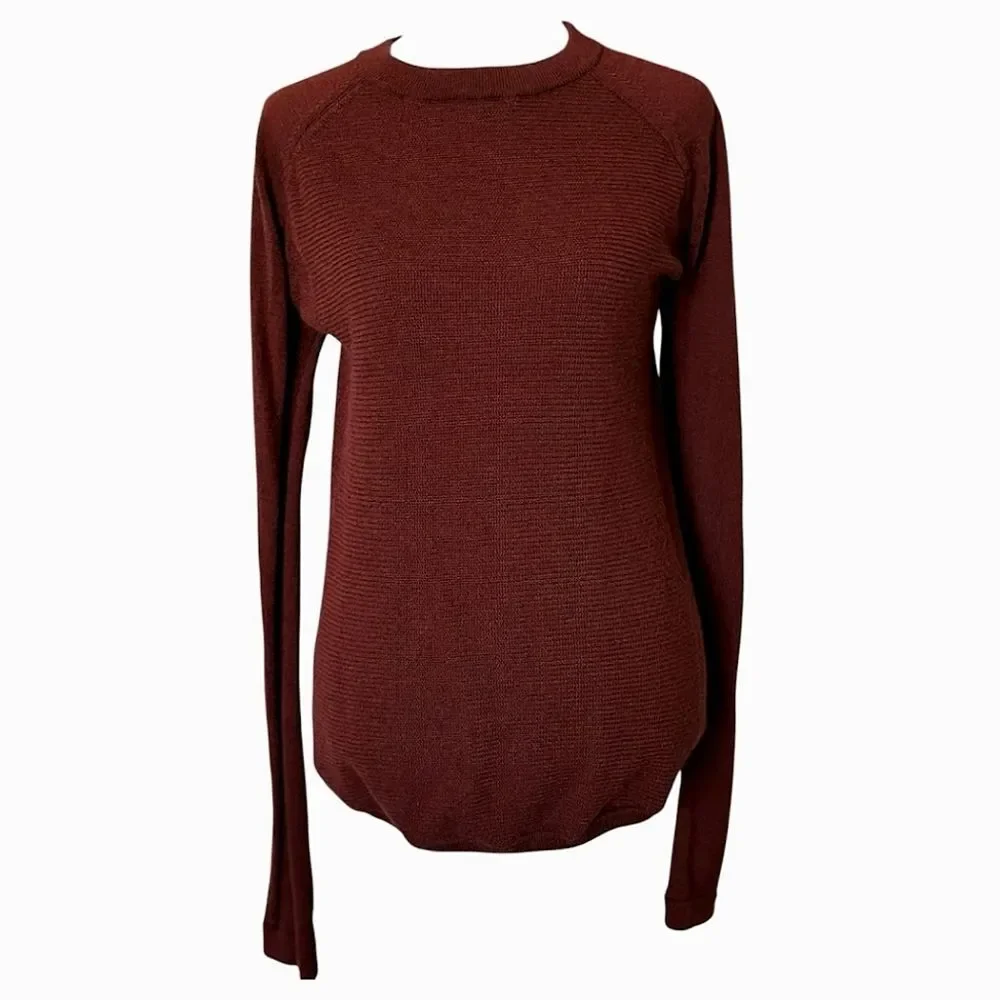 Lululemon Merino Wool Crewneck Pullover Knit Savannah Sweater Maroon Size 8